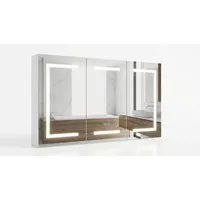 Furnishings Home Spiegelschrank Mit beleuchtung Badezimmerschrank Wandschrank (Einstellung der warmen und kalten Farbtemperatur 3000/4500/6400K) inkl. Steckdosen, LED-Beleuchtung, Touchschalter, Antibeschlagfunktion