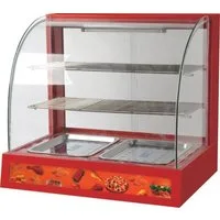 GastroHero Buffet-Vitrine Snackwärmer Warmhaltevitrine 2 Etagen beleuchtet