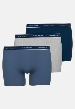 TOM TAILOR BODYWEAR - TOM TAILOR Herren Long-Pants uni 3er Pack blau-mittel-melange - Gr. - XL