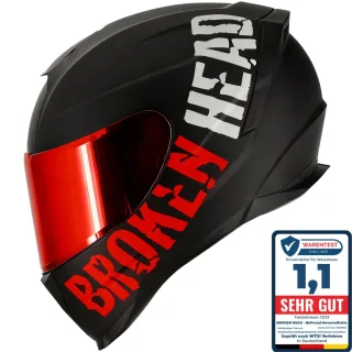 Broken Head BeProud Sport Rot Motorradhelm + Rot Verspiegeltes Visier | Mirror Edition