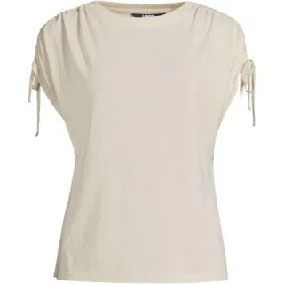 Leinenmix-Shirt mit geraffter Schulter in Petite-Größe für Damen, Damen, size: petite, Rot, Leinen/Viskose, by Lands' End