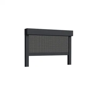 Außenrollo Schwarz, Kastenform Eckig 90°, Tuch Schwarz, 900 x 600 mm, Antrieb Basic, individuell konfigurieren