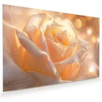 Primedeco Glasbild Wandbild Leuchtende Blüte mit Aufhängung, Blumen & Pflanzen (21 verschiedene Größen, 1 St), Elegante Aufhängung