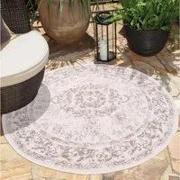 Carpet City Outdoorteppich DUO RUG 5577, rund, Höhe: 5 mm, Wendeteppich Wetterfest In- & Outdoor, Balkon, Terrasse, Wohnzimmer