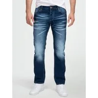 Lorenzo Loren Straight-Jeans Herren Jeans Hose Dunkelblau Stonewashed LL-4012