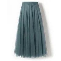 DEBAIJIA Meshrock Meshrock Damen Maxirock Sommer Elegant Lange Röcke Kleid Hohe Taille