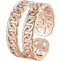 Hey Happiness Fingerring Doppelglied, offener Geo Kettenring Damen, Doppelter Statement Ring in Gold Rosa Silber, mit Gliederdesign