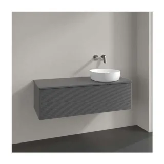 Villeroy und Boch Antao Waschtisch-Unterschrank K34150GK 120x36x50cm, Hahnloch, Waschbeckenplattenfarbe Lack, anthracite matt lacquer
