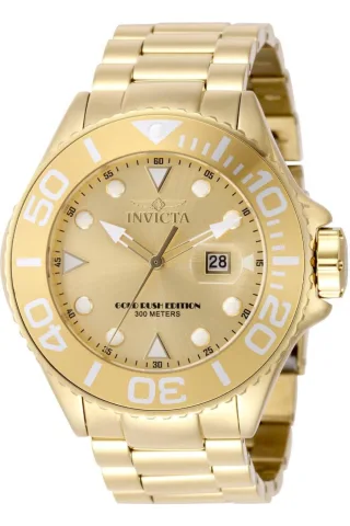 Invicta Grand Diver 48613 Herrenuhr - Quarzwerk - Edelstahl mit goldenem Zifferblatt - 52 mm