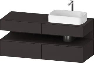 Duravit Qatego Konsolenwaschtischunterbau wandhängend Graphit Supermatt 1400x550x600 mm - QA47660808 QA4766080800000