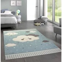 Carpetia Kinderteppich Teppich Kinderzimmer Kinderteppich Wolken blau, rechteckig, Höhe: 13 mm