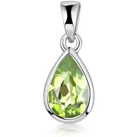 Materia Kettenanhänger Tropfen Peridot Edelstein Grün KA-274, 925 Sterling Silber, rhodiniert