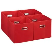 relaxdays Aufbewahrungsbox im 4er Set, rot
