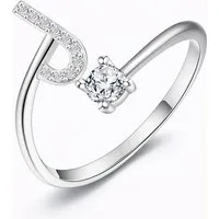 S&T Design Fingerring Buchstaben Ring Damen 14K Gold Vergoldet Silber Verstellbar Wasserfest (Goldring Geschenke für Frauen Freundin Mädchen Schmuck, 1-tlg., Buchstabenring), Damenring langlebigem Edelstahl Verstellbare Größe 50 - 60 Modeschmuck