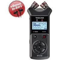 Tascam Tascam Audio-Recorder DR-07XP + Bonus In-Ear Kopfhörer Digitales Aufnahmegerät (Vorteils Set mit In-Ear Kopfhörer)