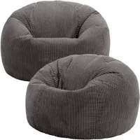 icon Sitzsack Erwachsene 2er Set Klassischer Sitzsack aus Cord „Kingston“, 85x50cm, Made in Germany, für Erwachsene & Kinder, mit Füllung