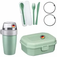 WESTMARK Lunchbox / Frühstücks-Set To Go, Müslibecher + Snackbox + Besteck-Set, mint-grü, Kunststoff (PP,ABS,SAN,TPE), (Set), Set, spülmaschinengeeignet, inkl. Ersatz-Dichtringe