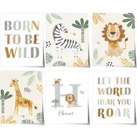 JUSTGOODMOOD Poster Premium ® Safari Dschungel Tiere Name Personalisiert Kinderzimmer, C (1 St), verschiedene Größen wählbar