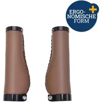 Diedrich Filmer GmbH Fahrradlenkergriff Fahrrad-Griffe Ergonomisch Schraubgriffe Braun (2x Lenkergriffe, 2-St., Set), Set 135mm Lenker-Griffe Ergo PU Leder Optik Lenkergriffe Fahrradgriffe