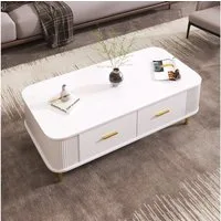 STILVORA Couchtisch mit Schubladen,Sofatisch Wohnzimmertisch mit gewellten Seiten (Wohnzimmertisch, Beistelltisch mit goldenen Griffen und Beinen, 1-St., 4 Schubladen), mit geschwungenen Ecken, gewellten Seiten