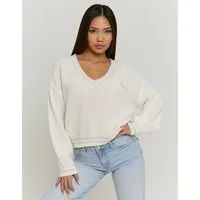 Tally Weijl Strickpullover SPUACKARIBOU Kunstfaser, mit tiefem V-Ausschnitt im College-Stil