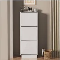 UEV Schuhschrank mit 2/3 Klappen schmal Schuhkommode mit Kippschutz Schuhregal (Packung, Schuhständeregal mit Drucktüröffner für Flur Eingang Platzsparend) Trennwände verstellbar & abnehmbar für verschiedene Schuhtypen