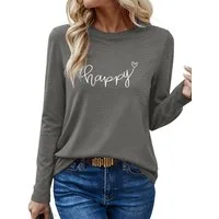 PYLIKE Longsleeve Shirts Damen Casual Brief Ausgefallene bequemes Langarmshirt Geeignet für den täglichen Gebrauch im Büro und zu Hause