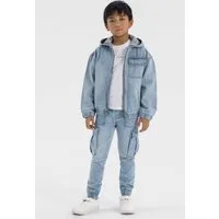 MINOTI Jeansjacke Jeansjacke mit Kapuze und Reißverschluss  (9m-8y)