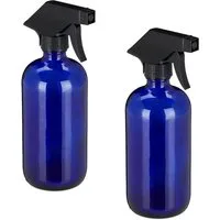 relaxdays Sprühflasche Glas im 2er Set Blau, (2-tlg)