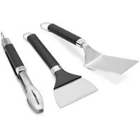 Plancha Zubehör-Set, 3-teilig, Wender edelstahl/schwarz, Wender, Schaber + Grillzange