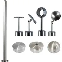 StahlFux Zaunpfosten Premium-Edelstahlpfosten mit M8-Gewinde, (Spar-Set, 1-St., für Glashalter und Blechklemmen), für Glasgeländer, Blechfüllungen oder Sichtschutzelemente