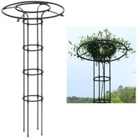 GarveeMore Zaunpfosten Garten Rundspalier Schwarzer Stahlrahmen Schirm Spalier TurmVertikaler, 150cm Garten Kletterturm Garten Kletterpflanze Stützstruktur Lebende