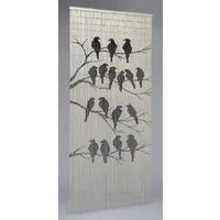 CONACORD Türvorhang Decona Birds Dekovorhang weiß, Ösen, halbtransparent, 90 x 200 cm, Bambus - blickdicht dank hoher Stranganzahl