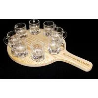 DanDiBo Schnapsglas Schnapsrunde 20 cm mit Gravur und 8 Gläser Schnapsbrett Leiste, Holz, Schnapslatte