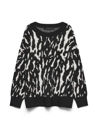 VERO MODA - VMNANCY LS O-NECK LONG PULLOVER BOO REP Black - Gr. - M