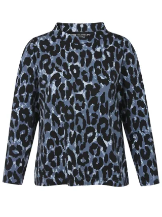 VIA APPIA DUE - Sweatshirt mit Animalprint blau/schwarz - Gr. - 44
