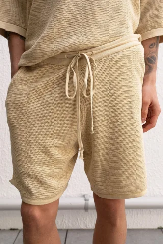 Strukturierte Strickwaren Sweat-Shorts mit mittlerer Taille