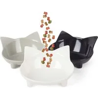 TUWENA Futternapf Katzennäpfe 3er-Set, Katzenfutternapf mit rutschfestem Gummi, zur Linderung von Ermüdung der Schnurrhaare, spülmaschinenfest