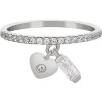 CAÏ Fingerring 925 Silber rhodiniert mit Anhängern Herz Zirkonia