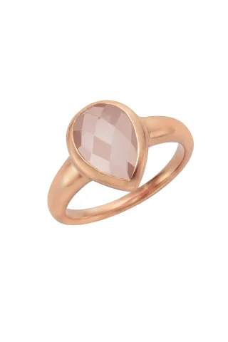 Jamelli Ring Silber 925 rosé-vergoldet mit echtem Rosenquarz