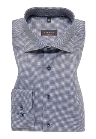 ETERNA - Hemd Dobbydesign Langarm mittelblau - Gr. - 40/Langarm - 68cm