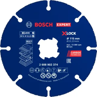 Bosch EXPERT Multi Material Carbide-Trennscheibe, 115 x 1.6 x 22,23 mm, X-Lock, 1-Stück - 2608902374