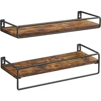 VASAGLE Wandregal Schweberegal mit Stange, Wandboard, Aufbewahrung, an der Wand, 2-tlg., 2er-Set Wandregale mit Stange, 40 cm