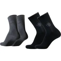 bugatti Basicsocken 6762461046 bugatti Herren 4er Pack Logo + uni basic schwarz, jeans melange