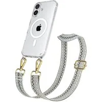 EAZY CASE Handykette Umhängeband MagSafe Hülle für Apple iPhone 16 6,1 Zoll, Body Bag Riemchen Wechselband Wave Ersatzgurt klare Hülle MagSafe Blau