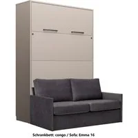 QMM TraumMöbel Schrankbett Wandbett GN 140x200 congo mit LED & Sofa (Set, 2-St., Schrankbett vertikal 140x200, Sofa) vertikal klappbar, mit LED-Beleuchtung mit Fernbedienung