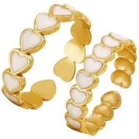 KARMA Ring-Set KARMA Ring Set Damen Herz Edelstahl vergoldet (wasserfest & antiallergisch verstellbar, 2-tlg., Schmuckset gold), Herzring Damenring Schmuck