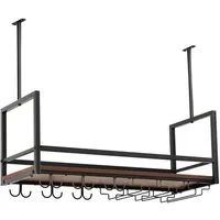 en.casa Weinregal, mit Glashalterung »Borejle« 80 x 30 x 65 cm Schwarz/Walnussoptik
