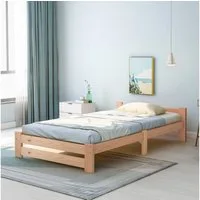 OKWISH Bett Holzbett Kinderbett (mit Kopfteil und Lattenrost 90x200 cm), Ohne Matratze