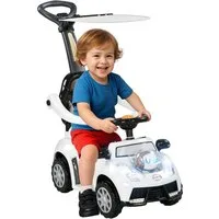 AIYAPLAY Rutscher 3-in-1 Schub- und Haltestange mit Rückenlehne Schutzbügel, (Schiebeauto, 1-tlg., Rutschauto), Lauflernhilfe für Kinder 1–3 Jahre, weiß+schwarz